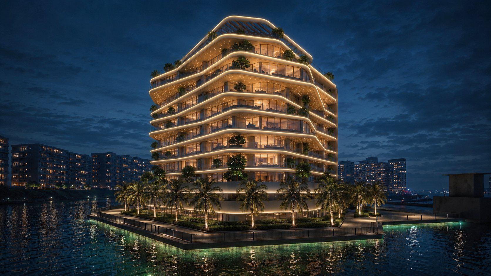 Mahra Court Cultural Village — residential lighting design in Al Jadaf, UAE