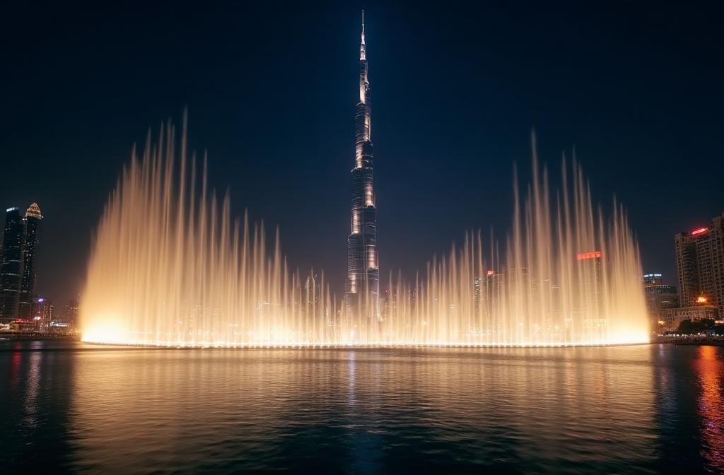 The Art of Water and Light: Dubai's Iconic Fountain — lighting design article by Larkish